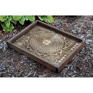 Manufacturer Rectangular Wooden Serving Tray Made From Solid Mango Wood With Decorative Enamel Coated Design - Product Image 2