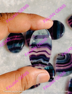 Pierre précieuse naturelle Fluorite Arc-en-ciel Certifiée IGI Haute Qualité Cabochon Taillé Arc-en-ciel Vente en Gros pour Fabrication de Bijoux FAIJAN GEMS - Product Image 4
