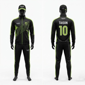 Conjunto Deportivo Unisex para Entrenamiento de Fútbol, Poliéster Interlock Premium de 220 GSM, Negro y Verde, con Capucha, Impermeable, Personalizable con Logotipo, Nombre y Número - Product Image 1