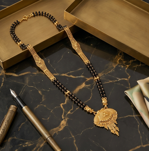 Collar de boda hindú clásico para mujer DIVYORO, elegante, chapado en oro, de aleación de cobre con cuentas, tipo mangalsutra - Product Image 4
