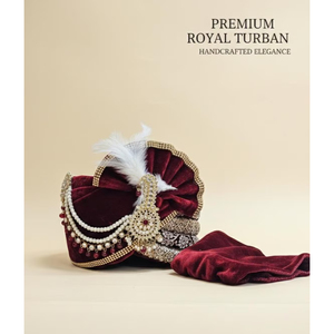 Maroon GOLD dulha pagri turban | เจ้าบ่าวแต่งงาน Safa - Product Image 2
