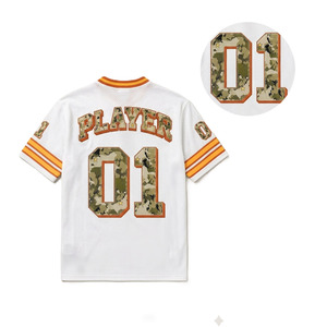 Maillot de football américain en maille blanche avec impression de numéro camouflage, respirant, en polyester, pour équipe, personnalisable, OEM, marque privée - Product Image 3