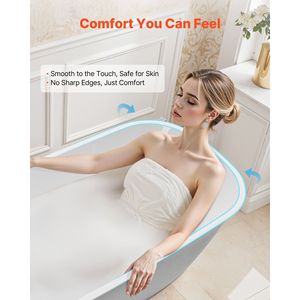 Vasca da Bagno Freestanding Contemporanea in Acrilico da 67 Pollici, Elegante Forma Ovale, Bianca con Scarico Cromato Lucido - Product Image 6