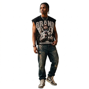 Eyre Sports Wear Custom T-Shirt Custom Acid Wash <b>Rhinestone</b> Tank <b>Top</b> Vintage Style DTG Graphic Print Sleeveless 100% Cotton - Product Image 3
