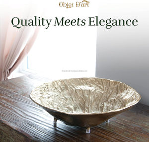 Luxe fait à la main en acier métal bol pouf Table basse ensemble 2 nouveauté fleur poufs pour salon bougie mélange caractéristique - Product Image 2