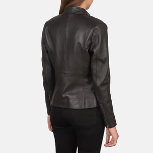 Veste en cuir de mouton 100% haute qualité pour femme, col montant, manches longues, fermeture éclair, disponible en différentes couleurs - Product Image 6