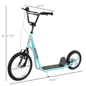 Monopattino per ragazzi con manubrio regolabile, doppi freni, ruote gonfiabili in PU, monopattino leggero blu per attività all'aperto per età 5+ - Product Image 3