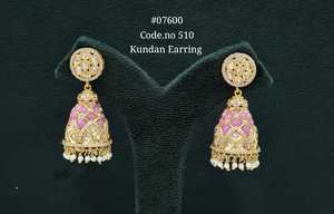 ต่างหูแบบจุมกี 07600Kundan ประดับมุก ต่างหูทองเหลืองชุบแบบวิคตอเรียน สำหรับผู้หญิงชาติพันธุ์ต่างๆ เหมาะสำหรับงานปาร์ตี้และงานแต่งงาน - Product Image 3