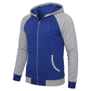 Sweat à capuche zippé bicolore pour homme, panneaux contrastés, style urbain décontracté, vente en gros, fabricant de marques privées, marché américain - Product Image 2