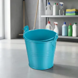 Blue <b>Metal</b> <b>Bucket</b> with Handle Multipurpose Storage Organizer for Events School Party Craft Supplies Home Decor - Product Image 4