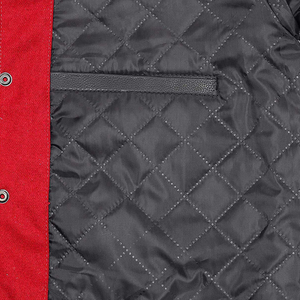 Men's <b>Red</b> And Yellow Varsity Jacket With Leather Sleeves Stand Collar Casual Style Autumn Wear - Product Image 5