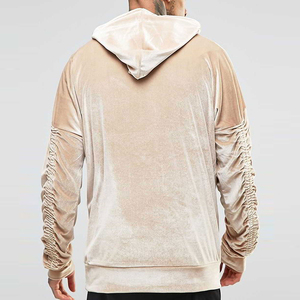 Men Oversized <b>Velvet</b> <b>Hoodie</b> Solid Color Pocket Design Regular Sleeve Knitted Fit Autumn Style - Product Image 6