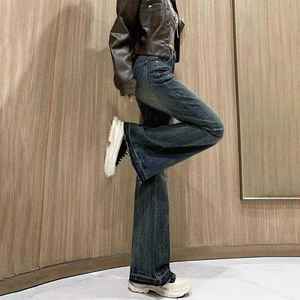 กางเกงยีนส์ทรงตรงเอวสูงสไตล์วินเทจทรงหลวมยาวคลุมเท้าลำลองสไตล์สตรีทแวร์ - Product Image 3