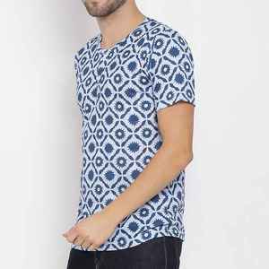 T-shirt en coton à col rond et manches courtes pour homme, imprimé géométrique, coupe classique, haut décontracté tissé, hauts pour homme, t-shirts pour homme - Product Image 2