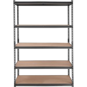 Scaffalatura da Garage a 5 Ripiani Regolabili, Capacità 900 Kg, Unità di Stoccaggio in Metallo, Scaffale Multiuso Nero - 122 cm - Product Image 5