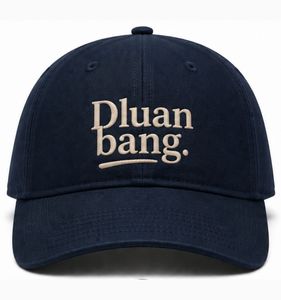 Casual Hat Premium <b>Navy</b> Beige <b>Baseball</b> <b>Cap</b> with Bold Embroidered Typography Adjustable Unisex Fashion Hat Design for Daily - Product Image 1