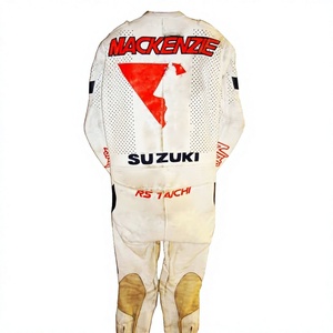 Combinaison de course MotoCP Niall Mackenzie Zuzuki 1 pièce en cuir de vachette/crocodile pour moto, course sur circuit/équitation, combinaison/Motocyclette pour motard de niveau - Product Image 2