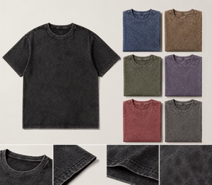 T-shirt Homme Col Rond Personnalisé 240 GSM, Lavage Vintage, Respirant, 100% Coton, Grammage Lourd, Coupe Oversize, Épaules Tombantes, Style Streetwear - Product Image 1