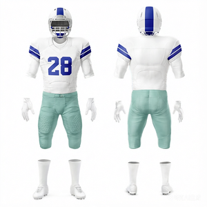 American Football Jersey Set White Blue 85 Number V-<b>Neck</b> Short Sleeve <b>Padded</b> Fitted Men's Uniform All Seasons - Product Image 2