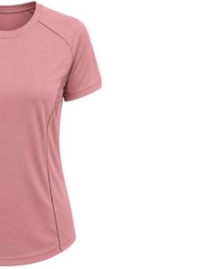T-shirt de sport pour femme rose poudré personnalisé, séchage rapide, polyester, respirant, pour la course à pied, la gym, l'entraînement, vêtements de fitness athlétiques - Product Image 4