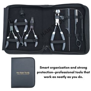 Kit de pinces pour extensions de cheveux noirs pour usage en salon avec pince à micro-perles, pince à démonter les perles, boucle de tirage de cheveux et outil rasoir - Product Image 6