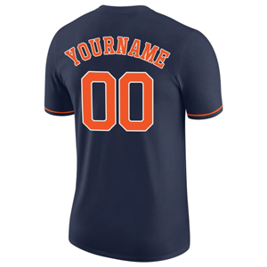 Maillots de baseball haut de gamme avec chemises en mesh de qualité supérieure et maillots à col rond à manches courtes, couleur marine et orange - Product Image 2