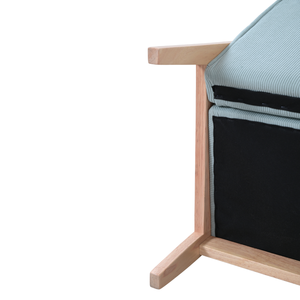 Canapé deux places pour enfants, design scandinave, avec dossier à coussin moelleux, accoudoirs en bois massif, motif lin et revêtement PVC, pour le repos et les repas des enfants - Product Image 6