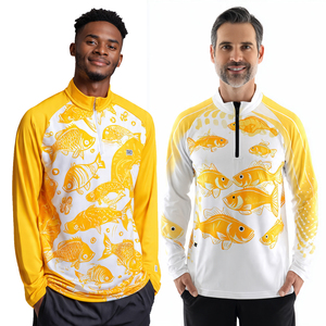 Fishing Wear Sublimation Zip Up Jersey High Quality Printed Fishing Zip Up Jackets Men 100% Polyester Sublimation Fishing Tops - Product Image 1
