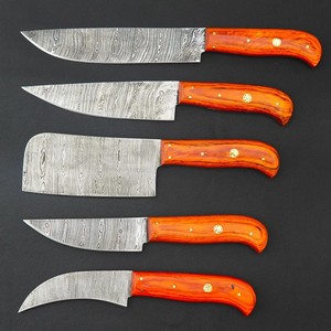 Ensemble de couteaux de chef en acier damas forgé CustomForge, 5 pièces, faits à la main, ambidextres, couteaux de cuisine professionnels, tranchants et durables - Product Image 3