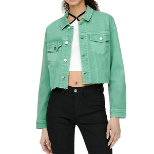 Top Fashion <b>Cropped</b> <b>Denim</b> Outerwear Coats High Streetwear Clothing Women's Long Sleeve Casual Jean Crop Top <b>Jacket</b> Men - Product Image 6