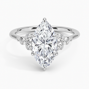 Anillo BOJ 0132 con Corte Marquesa, Plata 925, Anillo Solitario de Diamantes Luxe Melody con Engaste de Garras, 2ct, Color D, VVS1, Moissanita, Certificado GRA - Product Image 1