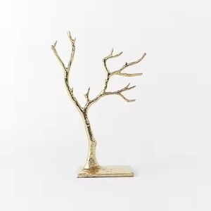 Modern Metal Jewelry Stand <b>Tree</b> Shape Gold Finish <b>Necklace</b> Earring Holder Display Organizer for Home Vanity Table Storage - Product Image 2