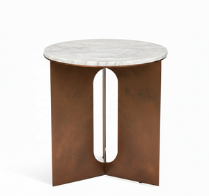 Mesa auxiliar de metal con superficie de mármol disponible en varios acabados de mármol y metal para sala de estar B2B India - Product Image 6
