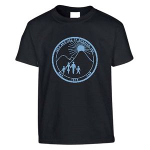 Camiseta negra de manga corta con cuello redondo y estampado gráfico azul, ropa informal para el día a día, ropa cómoda unisex - Product Image 1