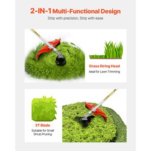 เครื่องตัดหญ้าแบบใช้แก๊ส 26 ซีซี 2-in-1 พร้อมสายเอ็นตัดหญ้า 17 นิ้ว และเครื่องตัดพุ่มไม้ 10 นิ้ว 3T Bl พร้อมสายสะพาย รุ่นปี 2022 - Product Image 3