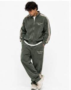 Conjunto Deportivo para Hombre, Sudadera con Cierre Completo y Bolsillo Frontal, Corte Regular, Ropa Deportiva Casual para Otoño, Color Lavado Ácido, Poliéster Mate - Product Image 4