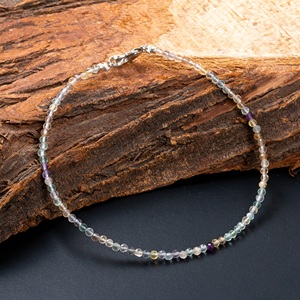 Pulsera de cuentas de fluorita natural multifacética, pulsera de piedras preciosas redondas microfacetadas, joyería para mujer, cristal curativo, regalo, cuentas de 2 mm - Product Image 6
