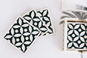 Sous-verres en noyer de qualité supérieure avec incrustations de os, design exclusif, pour cuisine et bar, vaisselle de luxe faite à la main en Inde - Product Image 6