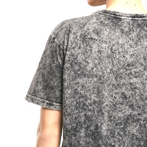 Camiseta de punto grueso con lavado ácido y color personalizado, estilo urbano, de secado rápido, transpirable, ecológica, negra, vintage, para hombre, OEM - Product Image 3