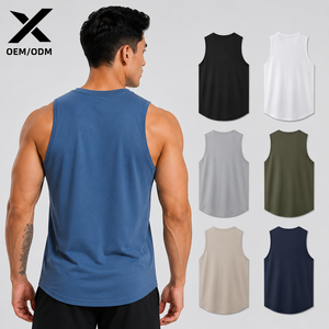 X Sports City เสื้อกล้ามผู้ชายหลากสี, เสื้อกล้ามคอกลมแขนกุดผ้าฝ้ายสแปนเด็กซ์ผสมดีไซน์อินเทรนด์ - Product Image 2