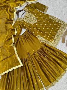 ชุดสلوار คามีซ แบบอินเดีย/ปากีสถาน สีสวยงาม สำหรับเจ้าสาว ปักลายซาร์โดซีอย่างดี แบบกลับด้านได้ แห้งเร็ว เหมาะสำหรับงานแต่งงาน - Product Image 2