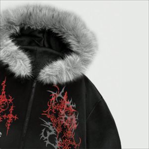 Sweat à capuche zippé épais en polaire pour homme, coupe oversize à épaules tombantes, brodé et imprimé personnalisé, écologique, collection automne - Product Image 4