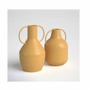 Vase à fleurs de table moderne avec finition à patine verte et bouche ovale disponible dans d'autres teintes Vase décoratif pour la maison en fonte d'aluminium - Product Image 5