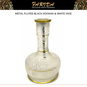 Chichas Farida de Luxe Mini Égyptiennes en Métal Cannelé Noir avec Vase Blanc – Prix de Gros - Product Image 4