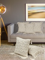 Décoration d'intérieur et d'hôtel artisanale de haute qualité 2022, crochet carré en macramé, fil de coton/cordon de coton, motif géométrique écologique