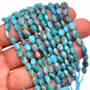 AAA+ Turquoise 6x8mm Smooth Oval Briolette <b>Beads</b> Natural Arizona Turquoise Semi Precious Gemstone <b>Loose</b> <b>Beads</b> for Jewelry Making - Product Image 2
