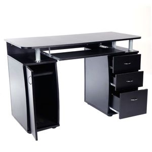 Bureau d'ordinateur portable en MDF noir de 15 mm avec 3 tiroirs dans une seule boîte - Product Image 3