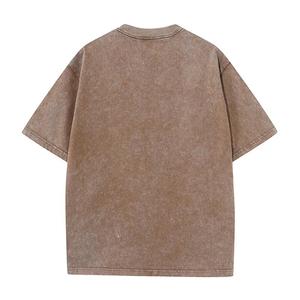 เสื้อยืดคอกลมทรงหลวมสไตล์วินเทจ ผ้าคอตตอนถักเนื้อหนัก 100% แขนสั้น ลุคสบายๆ ซักย้อมสีแบบแอซิดวอช เนื้อผ้านุ่ม - Product Image 4