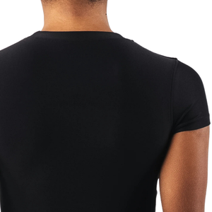 Camiseta de manga corta con cuello redondo de doble capa para mujer, tela elástica suave, ajustada, para uso diario, corte básico Pro - Product Image 6