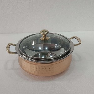Bol en cuivre martelé fait main de style vintage avec intérieur en acier inoxydable, plat de service de luxe pour la cuisine, la maison, le restaurant, l'hôtel - Product Image 6